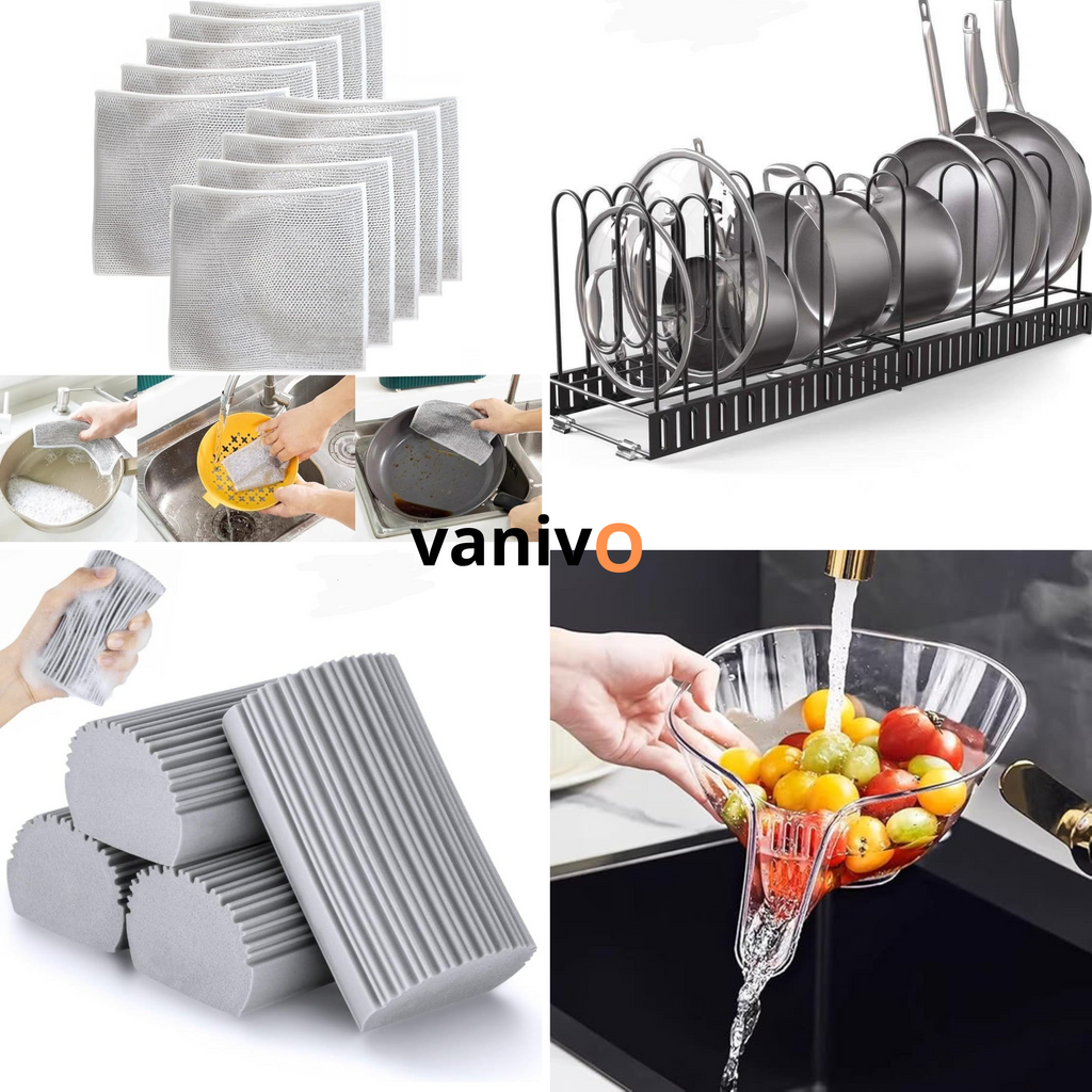 Pack Cuisine 4-en-1 Essentiel – Nettoyage, Drainage et Organisation en Toute Simplicité