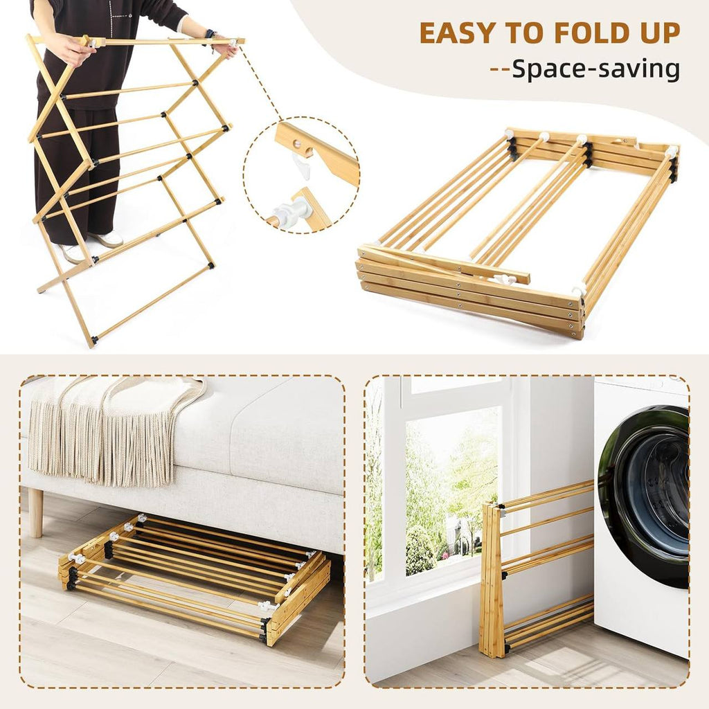 🧺 Séchoir à linge en bois – Pliable 🧺