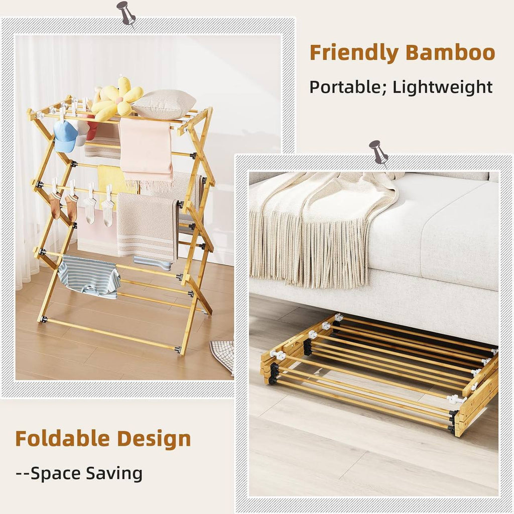 🧺 Séchoir à linge en bois – Pliable 🧺